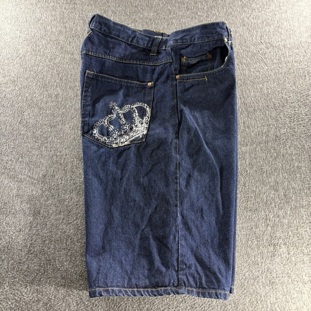 Karl Kani Gold Denim Shorts Size 36 Graphic Y2K Streetwear Baggy